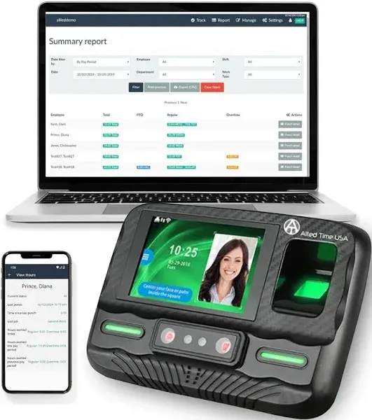 Biometric Employee Time Clock with Online Reporting Model CB4000