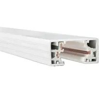 Single Circuit Lighting Fixed Track Lighting Rail H-Track 2 ft White w/ Endcaps