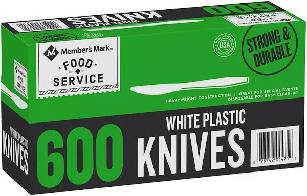 Member's Mark Heavyweight Plastic Knives, White, 600 ct