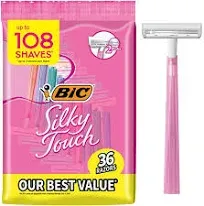 BIC Silky Touch Women&#039;s Disposable Razors, With 2 Blades, Pretty Pastel 36 Count