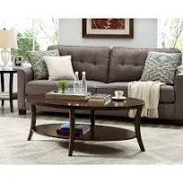 Roundhill Furniture Perth 3Pc Oval Coffee Table and End Table Set in Espresso