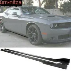 Side Skirts Compatible With 2015-2023 Dodge Challenger SXT, Matte Black PP Polypropylene Side Skirt Flat Extension Bottom Line Lip by IKON MOTORSPORTS