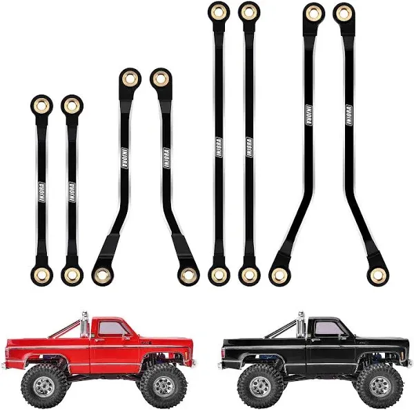 INJORA High Clearance Links Set - CNC Aluminium Chassis Link for TRX4M High Trail K10 F150 Upgrade 1/18 RC Crawler（Black）