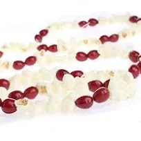 Popcorn and Cranberry Garland for Christmas Tree by Factory Direct Craft - This Old Fashion Real Look Plastic Faux Popcorn Holiday Garland with Plastic Beads Can be Used Year After Year