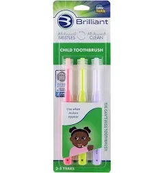 Brilliant Oral Care Child Toothbrush with Soft Bristles and Round Head, for a Kid Approved, Easy to Use All-Around Clean Mouth, Ages 2-5 Years, Lilac, 3 Pack