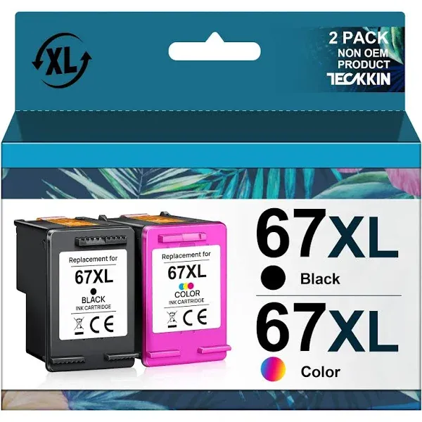 TECKKIN 67XL Ink Cartridges Combo Pack for HP Ink 67 67XL