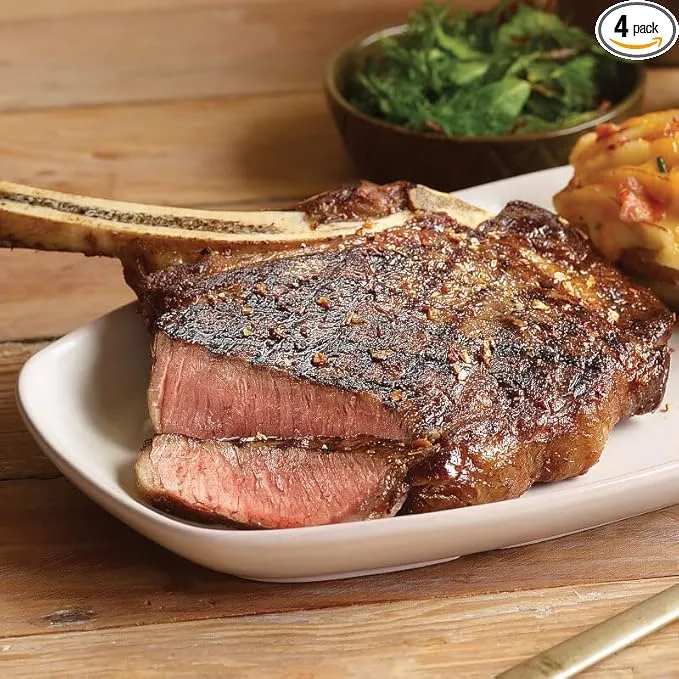 Premium French-cut Bone-in Ribeye Steak, 4 pieces, 18 oz each - Wet Aged for Perfection with Included Cooking Instructions - A Culinary Delight for Every Occasion from Kansas City Steak Company