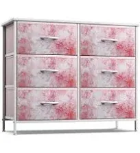 Sorbus 6 Drawers Dresser- Storage Unit with Steel Frame, Wood Top, Fabric Bins - for Bedroom, Closet, Office and more