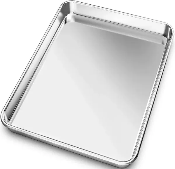 Baking Sheet, Yododo Stainless Steel Baking Pans Tray Cookie Sheet Toaster Oven Tray Pan Cookie Pan, Non Toxic & Healthy, Superior Mirror Finish & Rust Free, Easy Clean & Dishwasher Safe - 10.4 inch