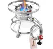 ARC Burner, 37,000 BTU 16” Stainless Steel Single Burner Propane Stove with Rust-proof Hose & Adjustable Regulator, Great for Outdoor Cooking Turkey Fryer, Crawfish Cooking