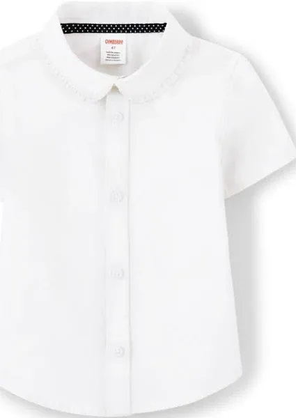 Gymboree Girls&#039; 5T White Short Sleeve Button Up Collared Uniform Short Sleeve Sh