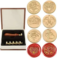 Wax Seal Stamp Set 6 Pieces Romantic Rose Heart Flower Sealing Wax Stamps Hea...