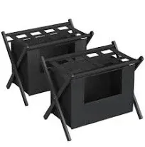 2 Pack Luggage Rack with Laundry Bag, Guest Room Folding Space Saving Suitcas...