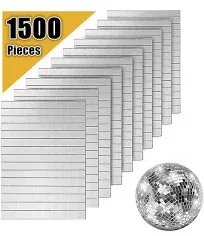 Self-Adhesive Real Glass Craft Mini Square & Round Mirrors Mosaic Tiles/Stickers for DIY Craft Decoration(10 x 10 mm, 1500 Pieces)