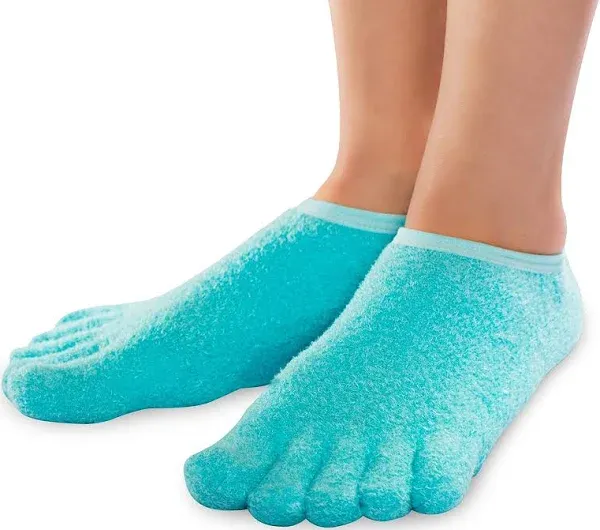 NatraCure 5-Toe Gel Lined Foot Moisturizing Socks Aloe & Shea Infused Fuzzy Hydrating Socks for Women & Men