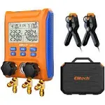 Elitech Digital Manifold Gauge 2-Way Valve with Thermometer Clamps for HVAC Systems, LMG-10