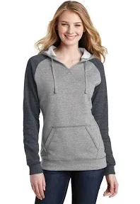 District Women's DT296 Lightweight Fleece Raglan Hoodie