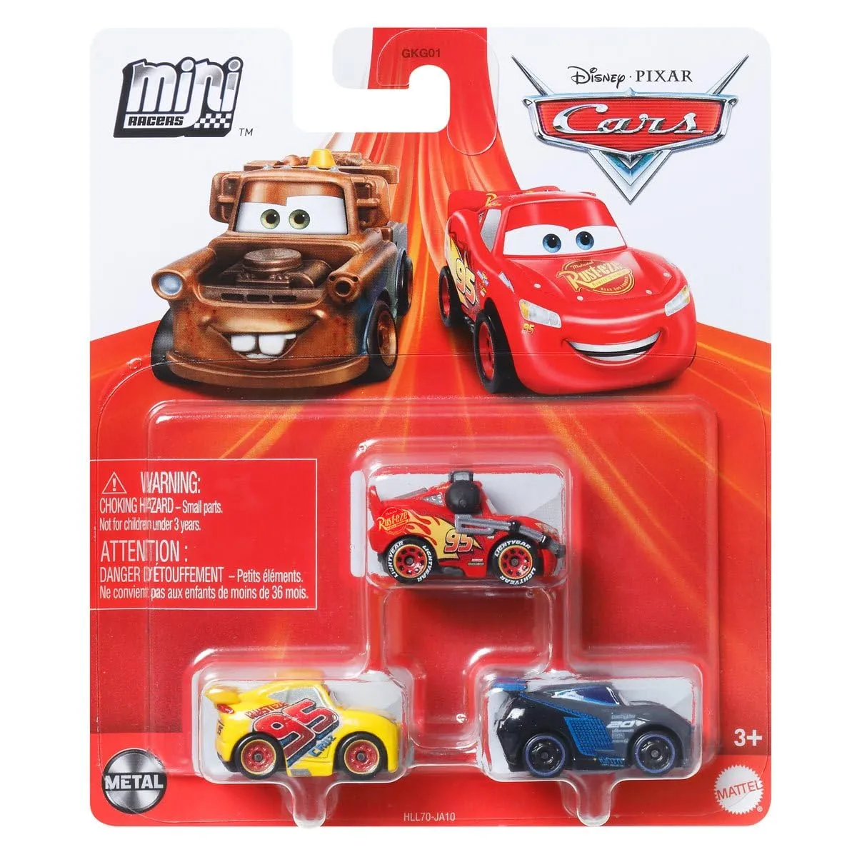 DISNEY PIXAR CARS MINI RACERS 3 pk. LIGHTNING MCQUEEN JACKSON STORM CRUZ New