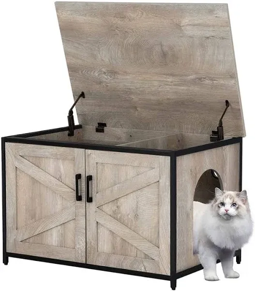 Unipaws Cat Litter Box Enclosure with Top Opening