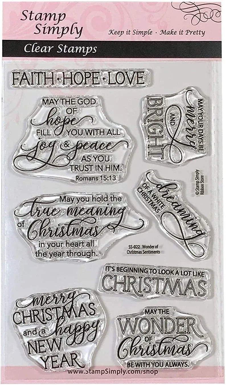 Stamp Simply Clear Stamps Wonder of Christmas Sentiments Christian Religious 4x6 Inch Sheet - 8 Pieces