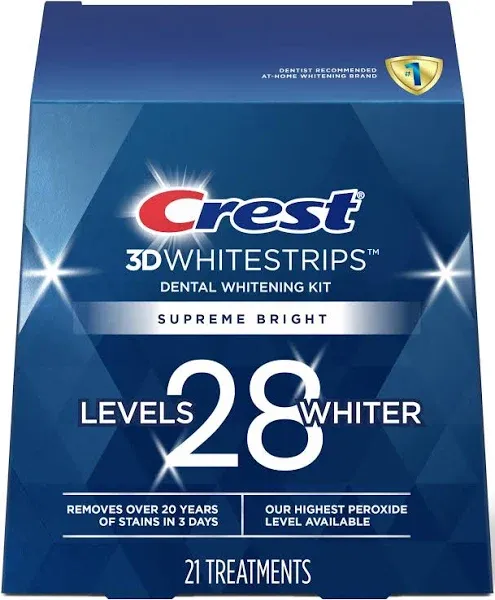 Crest 3D No Slip Whitestrips Dental Whitening Kit Supreme Flexfit - 21 Treatments, Pack of 5