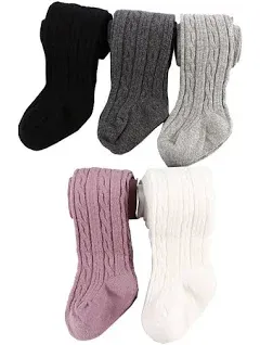 Looching 5 Pack Baby Toddler Girls Cute Cable Knit Cotton Tights Pantyhose Leggings Stocking Pants