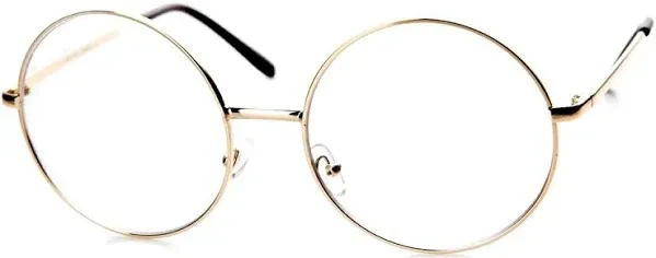 zeroUV Large Oversized Metal Frame Clear Lens Round Circle Eye Glasses