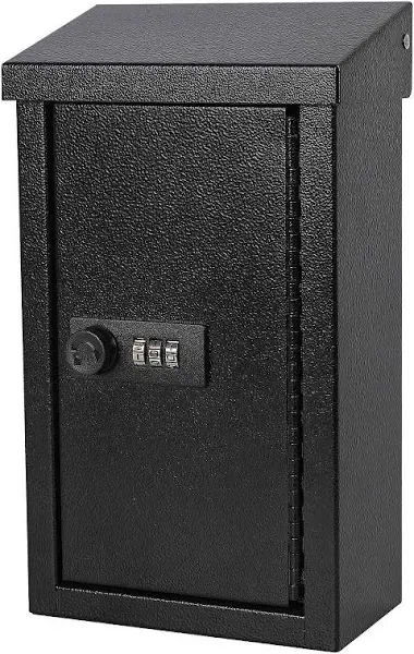 xydled Wall-Mounted Key Drop Box with Combination Lock, Metal Mailbox, Indoor&Outdoor Storage Box, Hanging Secured Postbox, for Home & Business Use, 5.5X 3.0X 9.8 inch, Black