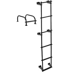 RecPro RV Toy Hauler Low Profile Universal 76.5" Collapsible Ladder with Hinges (Black)