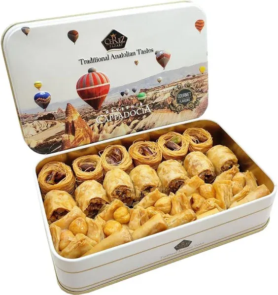 Cerez Pazari Assorted Baklava Gift Basket - 8.47 oz 22-23 pcs Turkish Dessert...