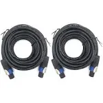 2 Pack 30ft Pro Speakon to Speakon Cable, Pair 12AWG Patch Cords, Professiona...