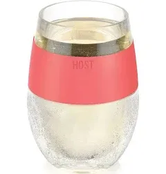 HOST Wine Freeze Cooling Cup, Plastic Double Wall Insulated Freezable Drink Chilling Tumbler with Freezing Gel Wine Glasses for Red and White Wine, Set of 1, 8.5 oz, Pink