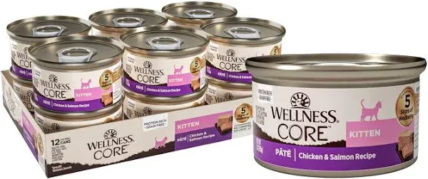 Wellness Core Kitten Recipe Canned Wet Kitten Food Chicken & Salmon