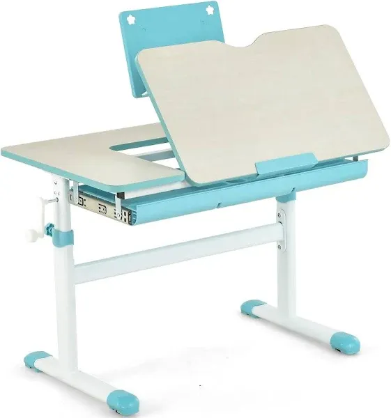 Costway Height-Adjustable Kids Desk with Tilt Desktop and Book Stand