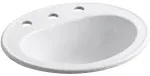 Kohler Pennington Self Rimming Drop In Bathroom Sink Basin K-2196-4-96 Biscuit