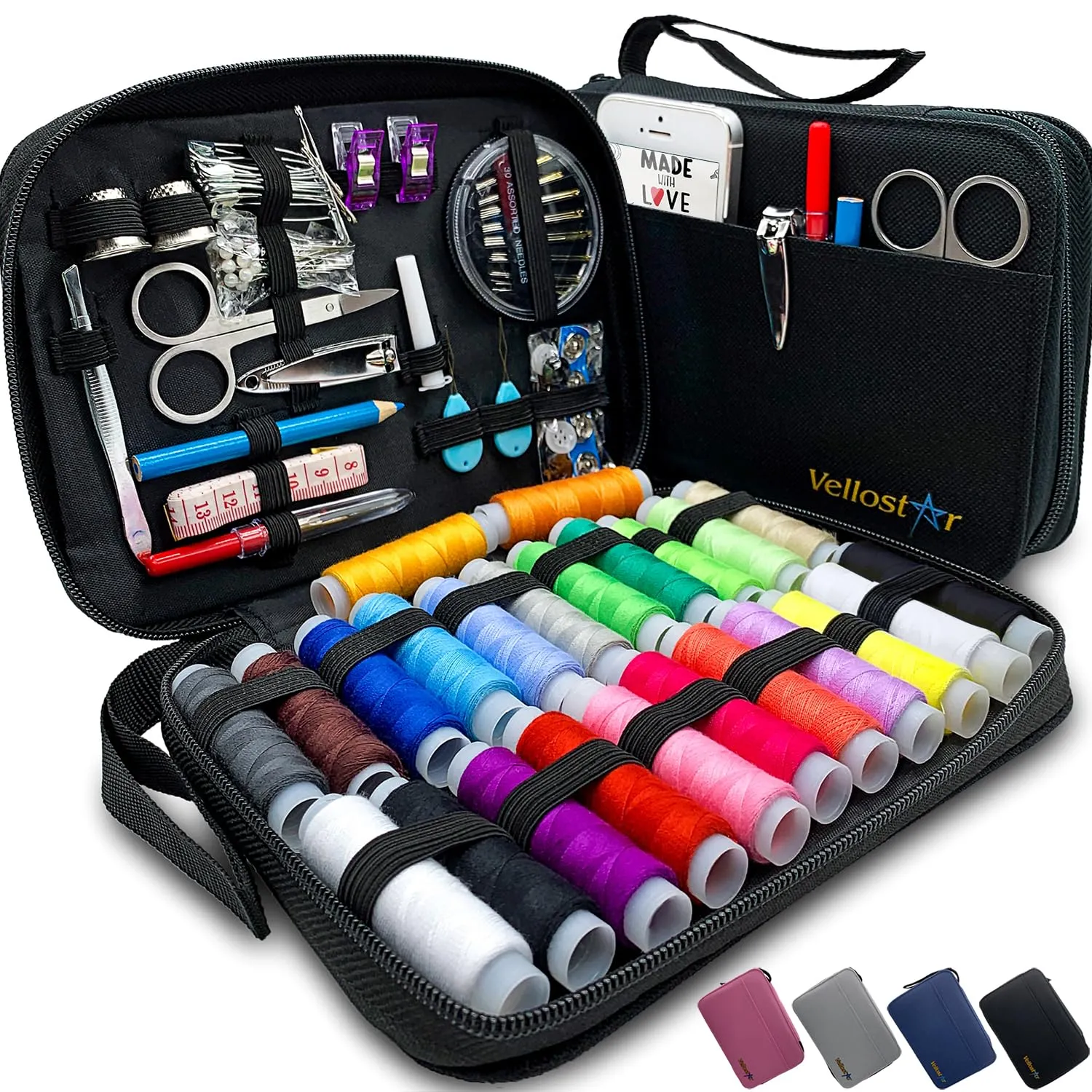 VelloStar Sewing Kit Premium Repair Set - Over 100 Supplies and 24-Color Threads & Needles