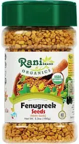 Rani Organic Fenugreek (Methi) Seeds Whole 5.29oz (150g) Pet Jar, Trigonella Foenum Graecum ~ All Natural | Vegan | Gluten Friendly | Non-GMO | Indian