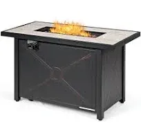 42 Rectangular Propane Gas Fire Pit 60,000 Btu Heater Outdoor Table W/ Cover