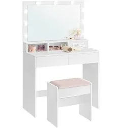 VASAGLE Vanity Desk with Mirror and Lights