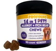 Profound Pets Pet Allergy and Itch Relief Dog Allergy Chews Intermittent Itchi