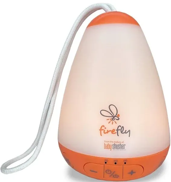 Baby Shusher Firefly - Portable Sound Machine Night Light for Baby | 30 60 90 Min Timer, or Continuous | Adjustable Brightness | Nursery Decor | Natural Sleep Aid | Baby Essentials | USB-C