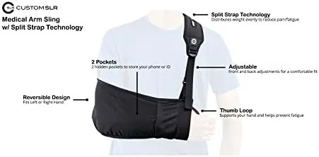 Custom SLR/Medical Arm Sling with Split Strap Technology, Ergonomic Design fo...