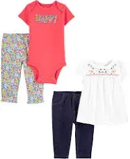 Simple Joys by Carter's Baby Girls' 4-Piece Bodysuit and Pant Set