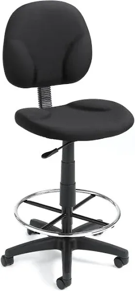 Boss Office Boss Fabric Drafting Stools with Footring Without Arms Black Crepe