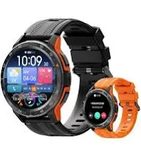 VIRAN Smart Watches for Men, 1.43'' AMOLED Military Smart Watches for Women, IP68 Waterproof Fitness Watch for Android and iOS, Smartwatch with Heart Rate BP Sleep Monitor and Step Counter (Orange)