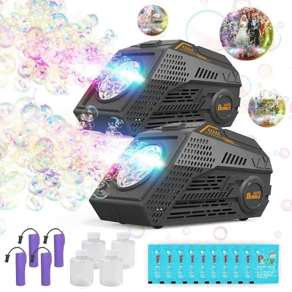 Abincee 2-Pack Bubble Machine,Automatic Bubble Blower with 4 Rechargeable Batteries 20000+ Big Bubbles Per Minute Toys for Kids Summer Outdoor