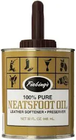 100% Pure NEATSFOOT Leather OIL 32 oz Can w/ Applicator FIEBING&#039;S FB-PURE00A032Z