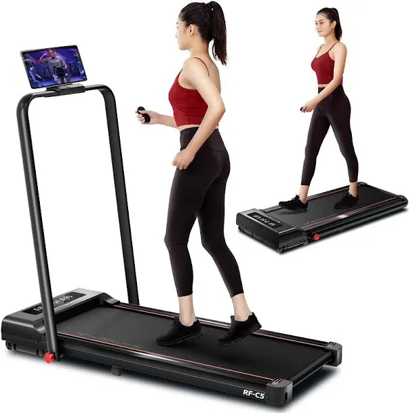 RHYTHM FUN Foldable Treadmill, 300 lb Capacity Walking Pad 2.5HP Treadmill Under Desk, Portable Treadmill for Home and Office