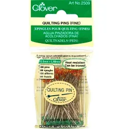 Quilting  Pins - Clover 2509 Fine - 0.5 x 48mm (1.7 inch) - 100 per pack