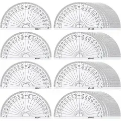 50 Pack Math Protractors Plastic Protractor 180 Degrees, 4 Inches, Clear